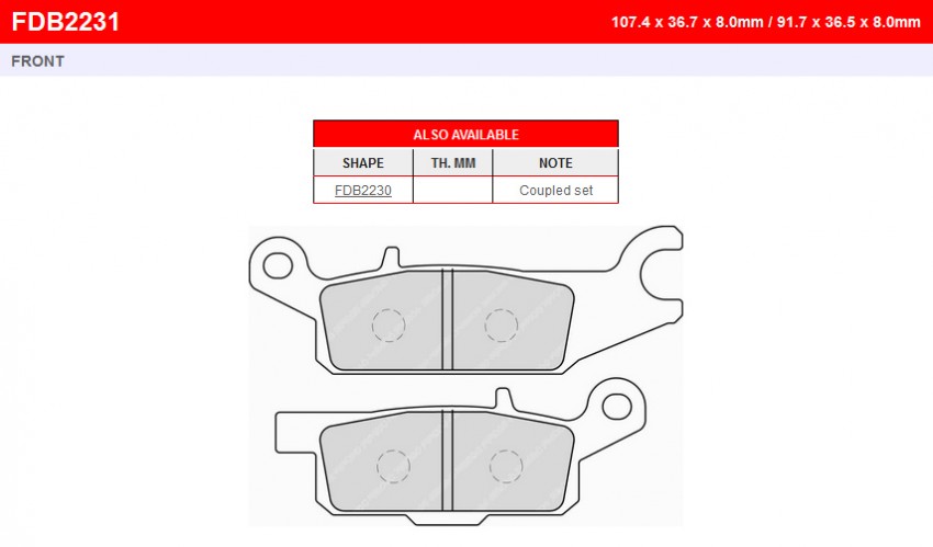 Комплект гальмівних колодок Ferodo FE FDB2231SG = FDB2231SG