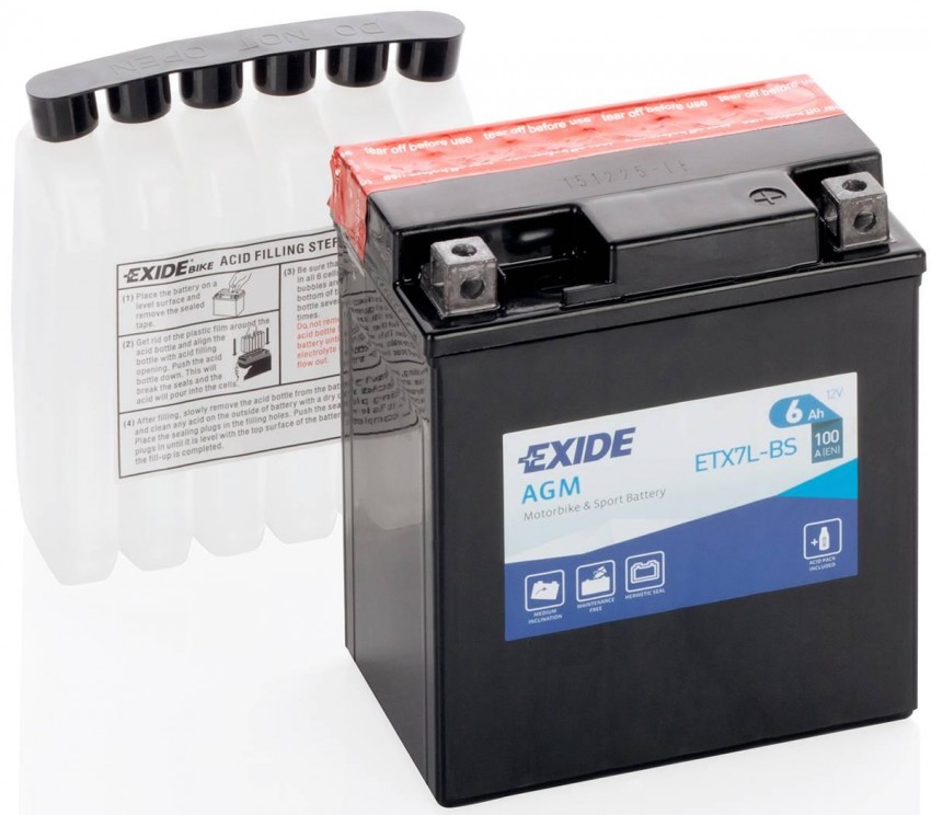 Акумулятор EXIDE ETX7L-BS = YTX7L-BS AGM AGM 6Ah 100A